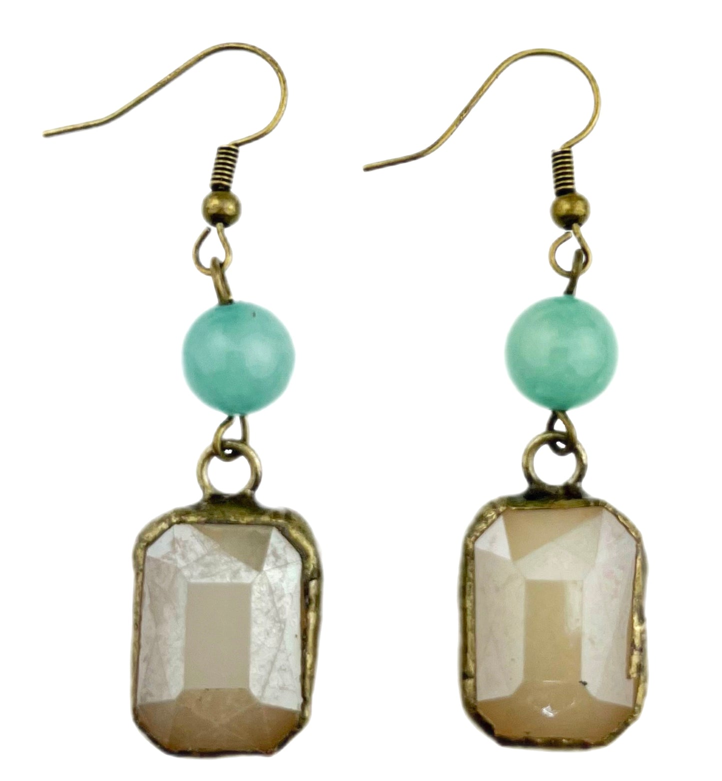 ER 2509 Amazonite w/ French Gilt Gold Ivory Drop