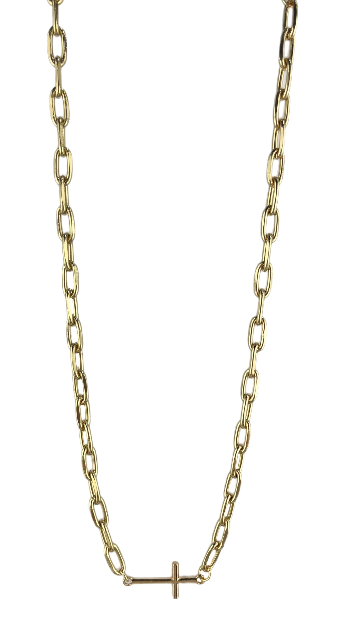 Gold Chain Necklace with Cross