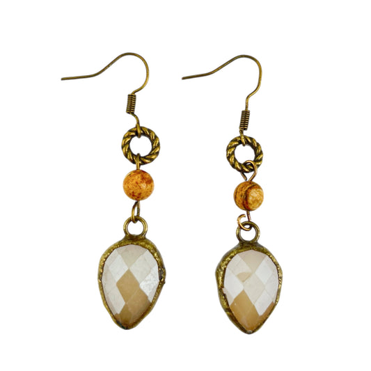 Sunrise Jasper and Ivory Earring