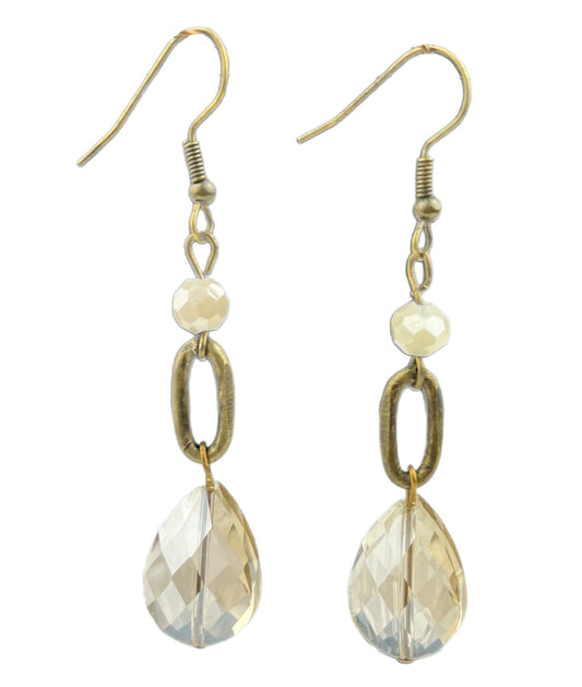 ER701 Ivory and Champagne Tear Drop Earring