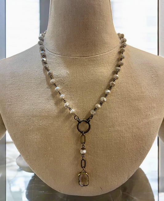 Ivory Necklace with Square Pendant