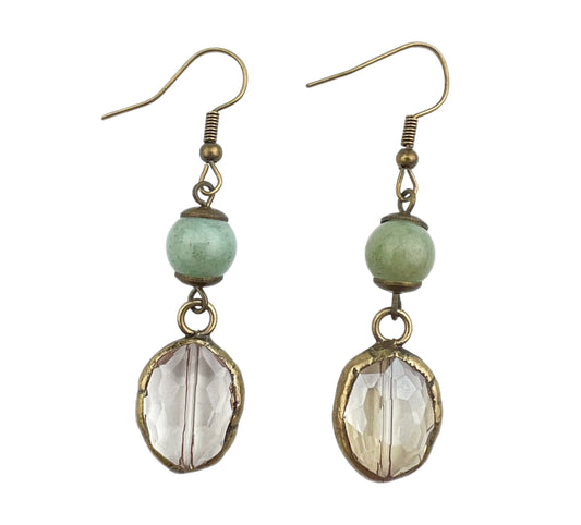 Amazonite Earring with Round Crystal