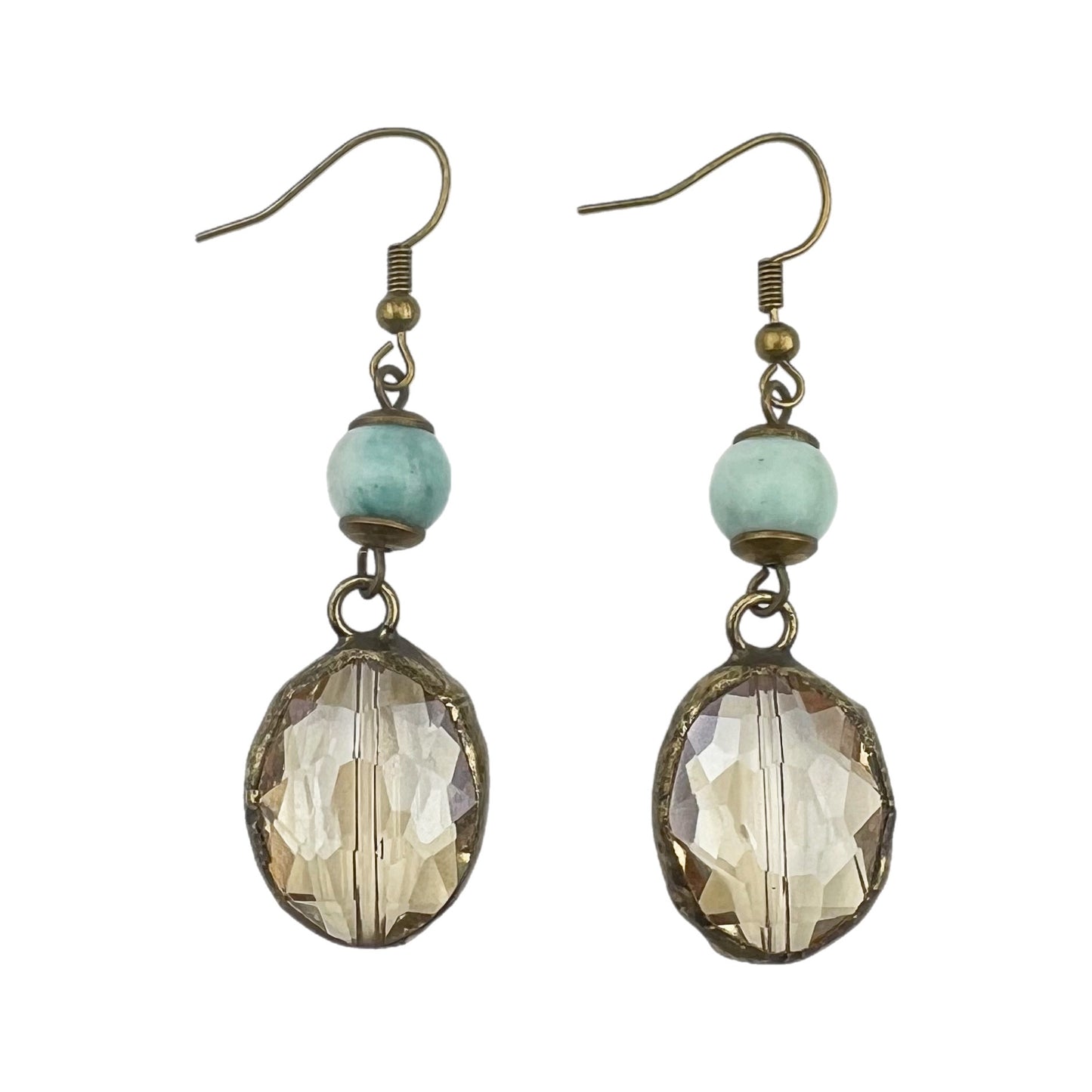 ER431 Amazonite and Champagne Crystal Earring