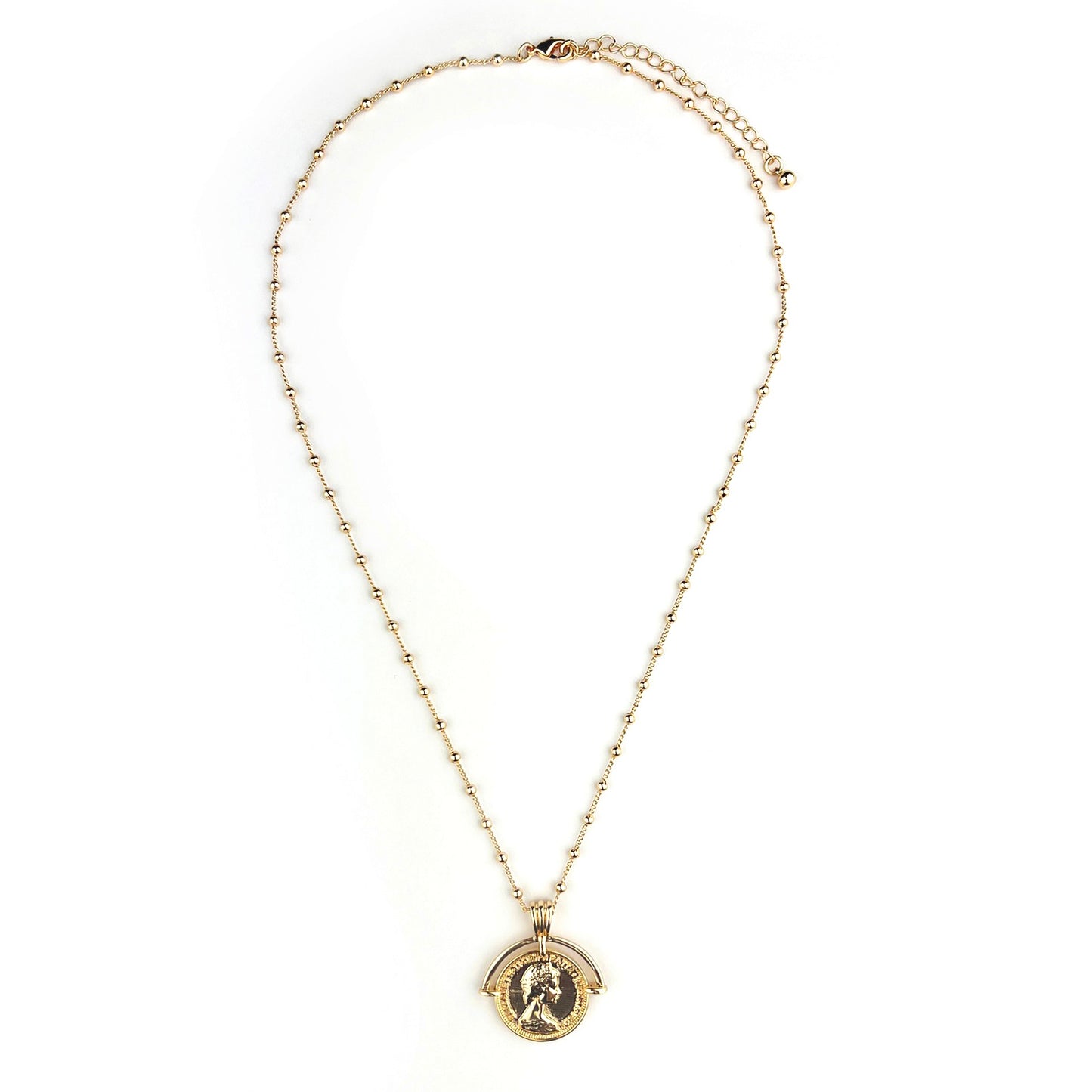 Gold Ball Chain with Queen Pendant