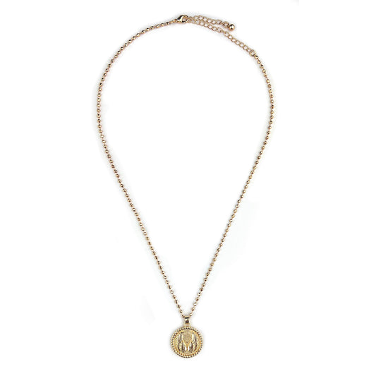 Gold Necklace with a Round Wing Pendant