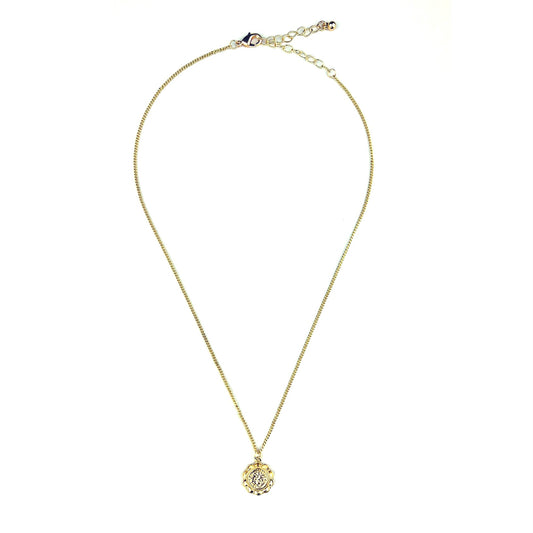 Gold Chain Necklace with Small Flower Shaped Pendant