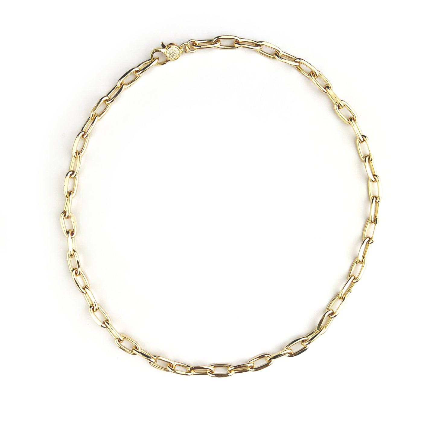 Gold Chain Necklace/pave clasp