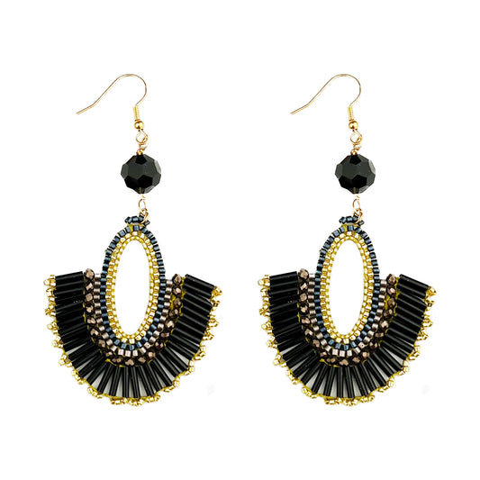 ER51 Black & Gold Crystal Earring