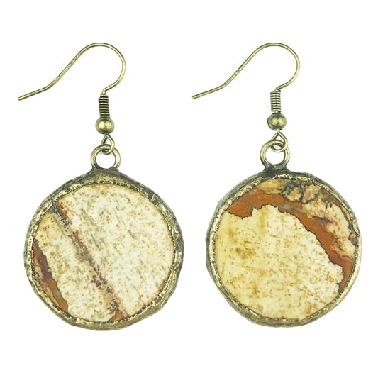 ER342PJ Round Picture Jasper Earring