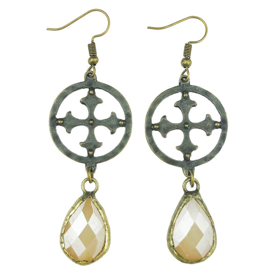 ER359660 Cross Earring with Ivory Tear Drop (Case of 3)