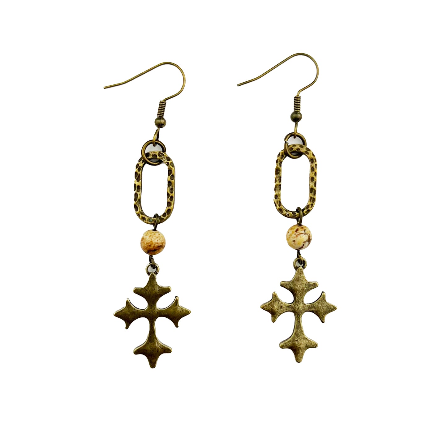 ER2541 Jasper and Cross Earring