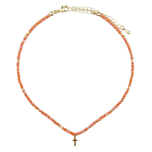 (Case of 3) Orange Choker w/ Cross