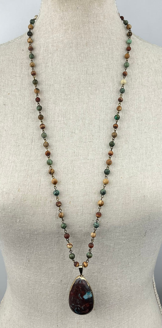 NE2706 Savanna Jasper Necklace with Pendant