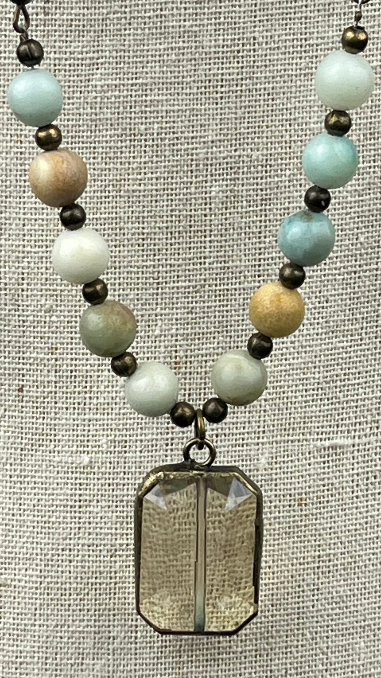 NE24FP Pearl Necklace with Amazonite