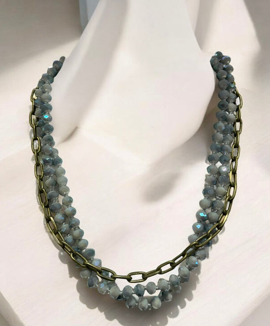 Ne407 Blue green iridescent 20 inch multi strand (Case of 3)