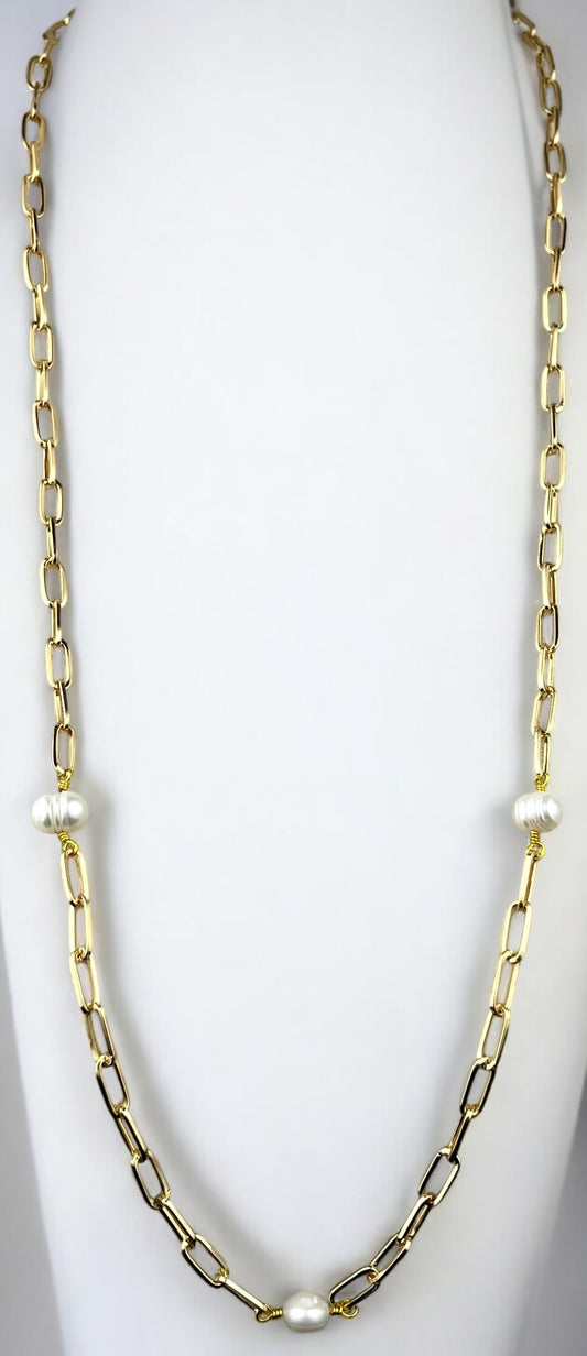 Gold and Pearl Necklace #3625