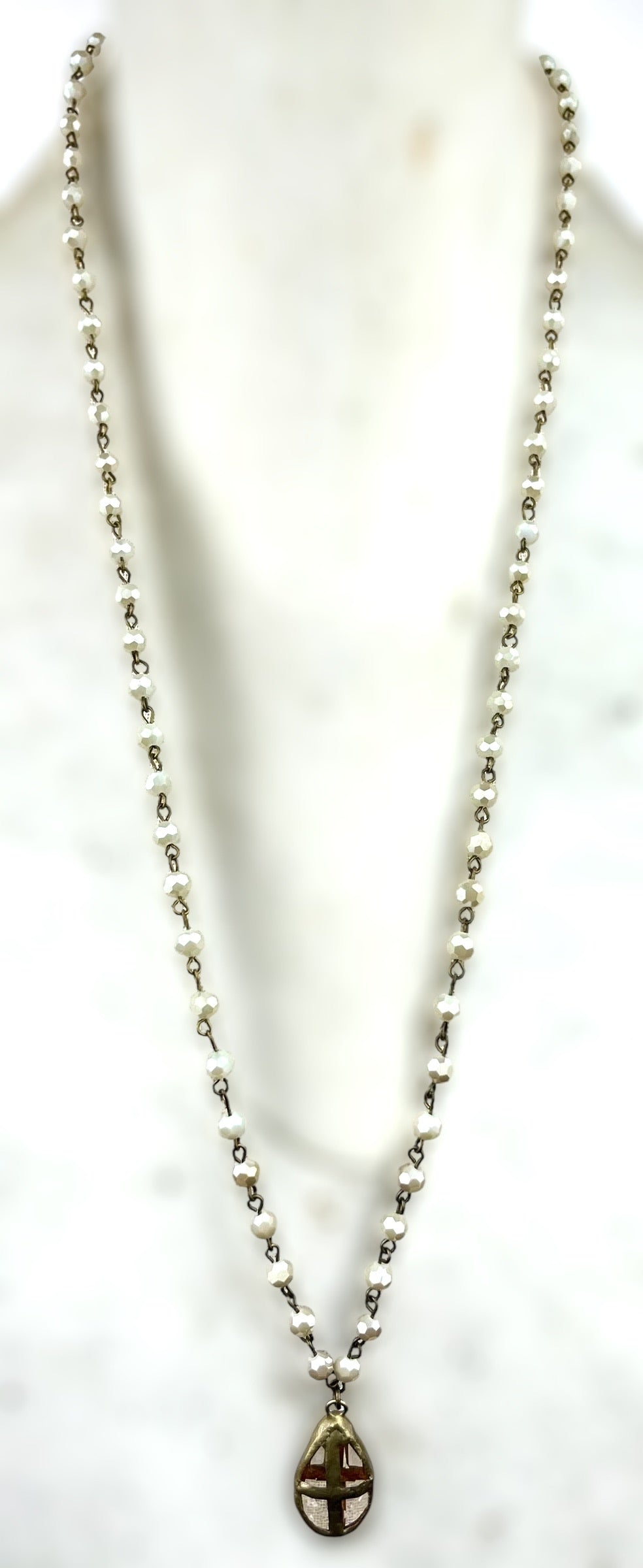 Ivory Necklace with Teardrop Pendant #4037