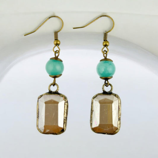 ER3615 Amazonite & Ivory Earring Drop