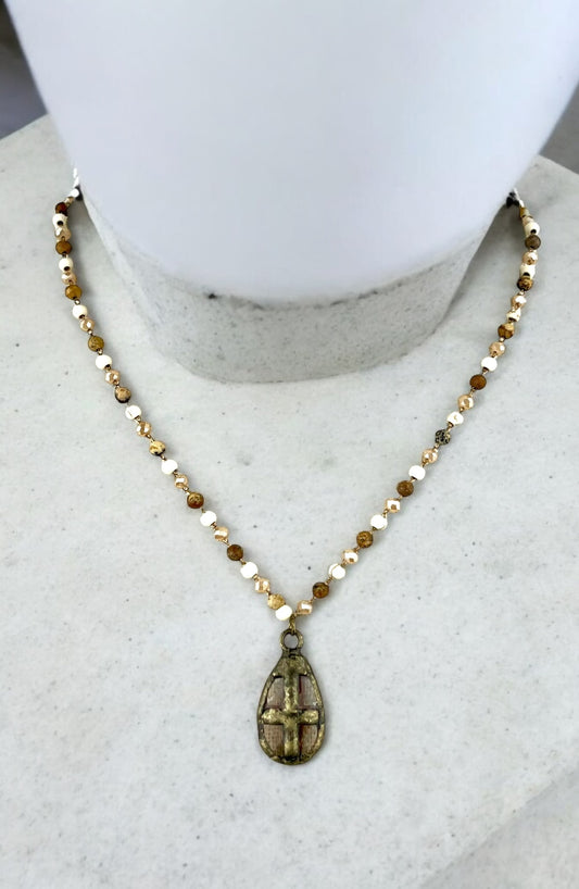 Picture Jasper Choker with Teardrop Pendant #1002