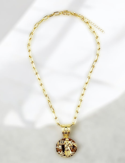 Gold Necklace with Round Pendant #4000 (Case of 3)