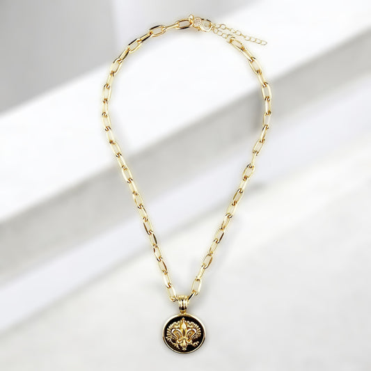Gold Necklace with Round Pendant #4001 (Case of 3)