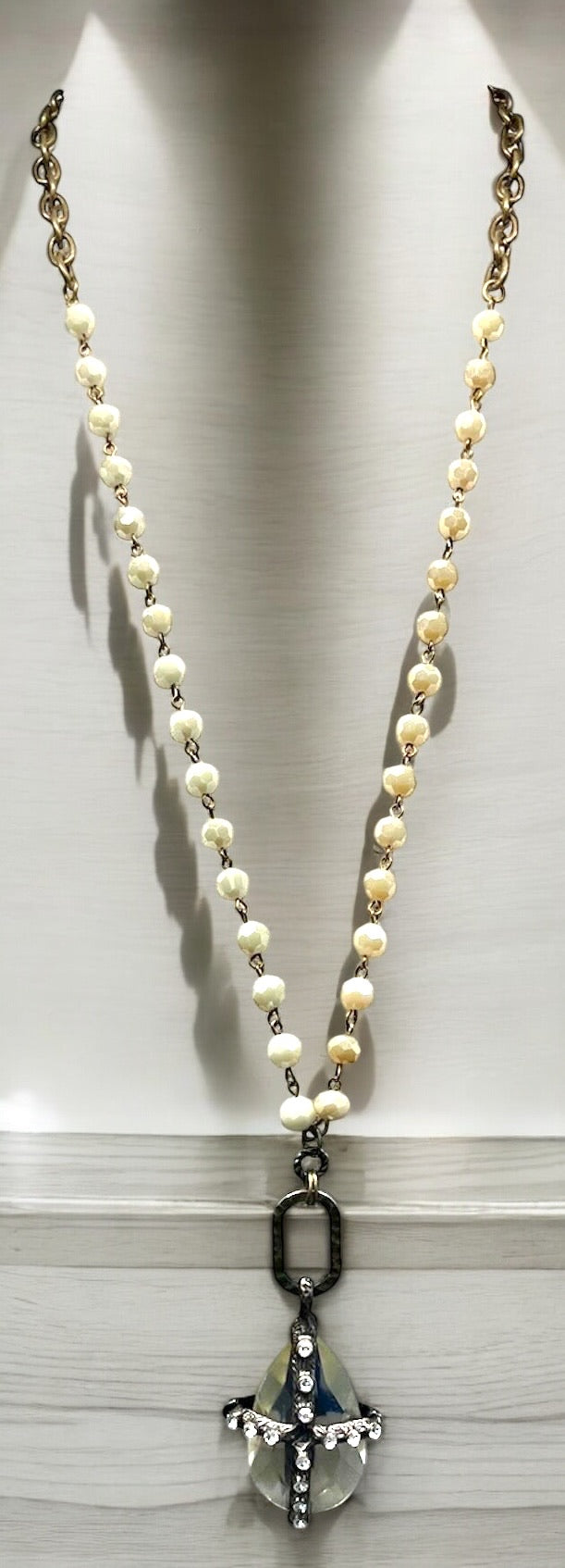 Ivory Necklace with Teardrop Pendant #4042