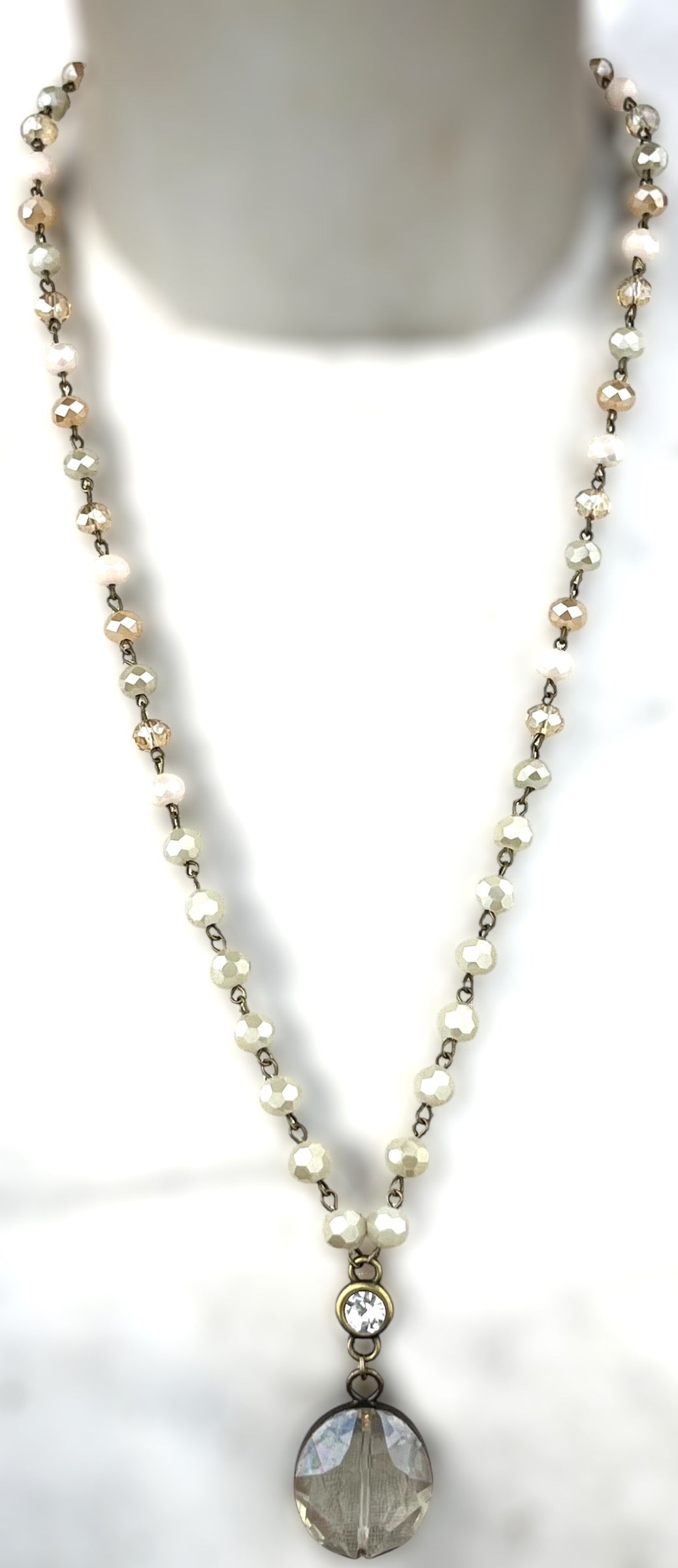 Pink, Beige and Ivory Necklace with Pendant #3036