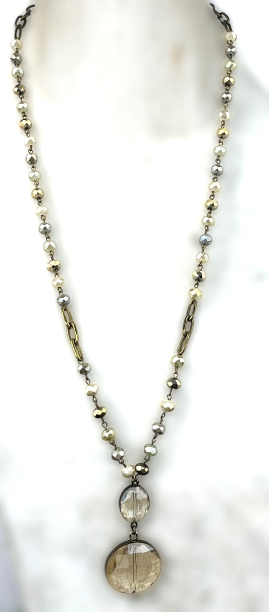 Meringue Necklace with Double Round Pendant #3032