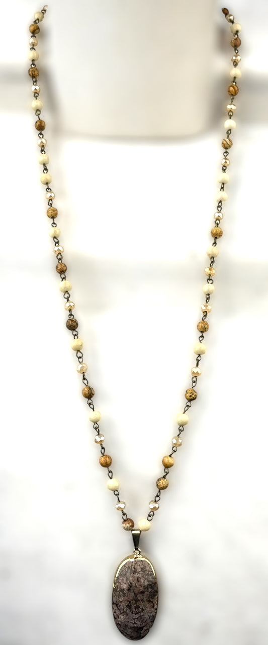 Picture Jasper Necklace with Pendant #3628