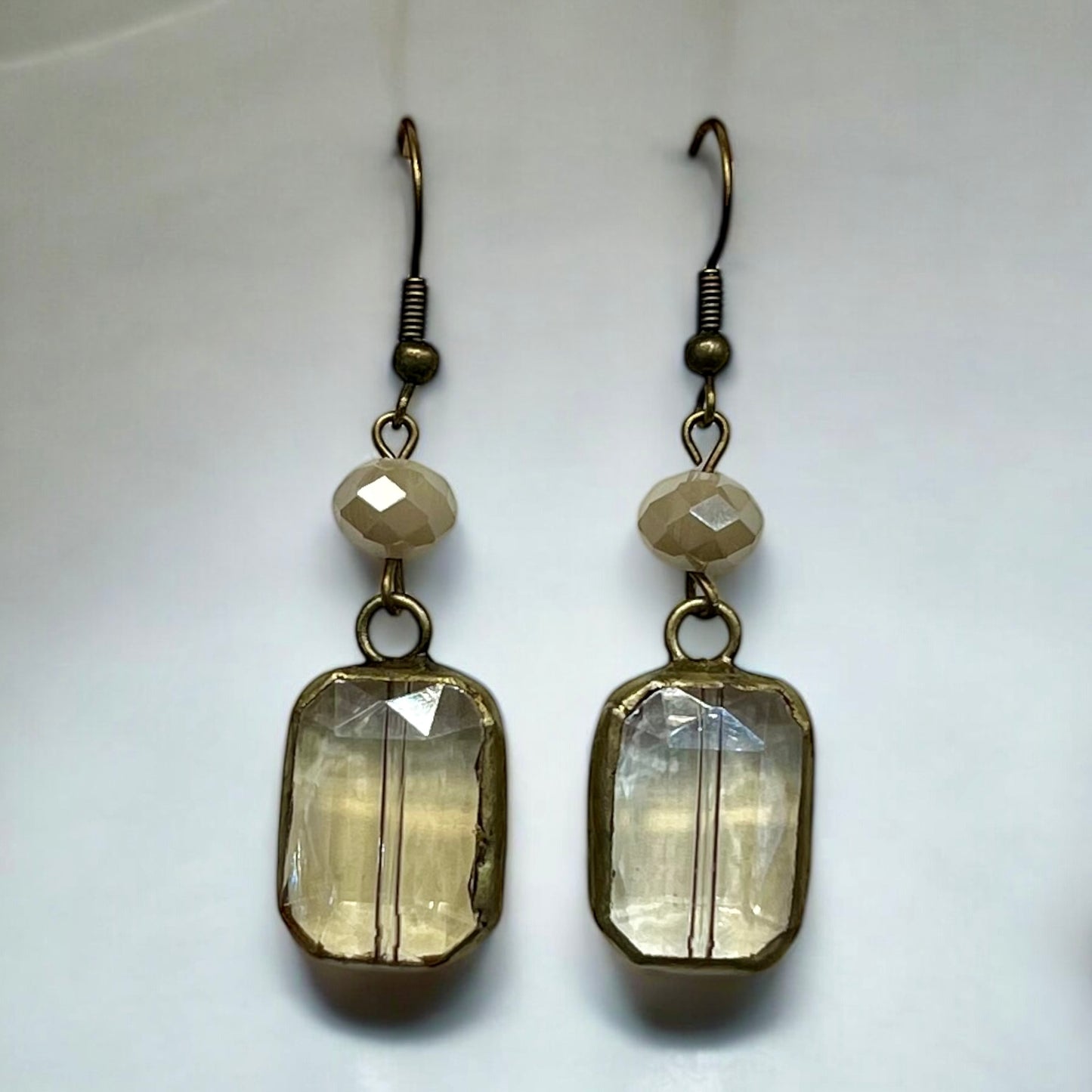 Ivory and Square Crystal Earring