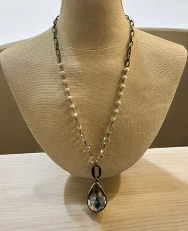 Ivory Necklace with Teardrop Pendant