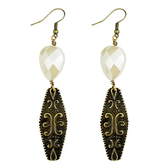 ER 2528 Ivory & Metal Earrings (Case of 3)